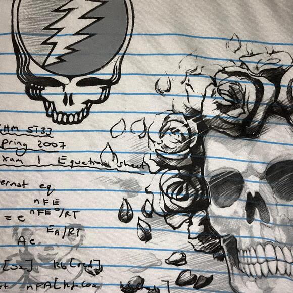 Liquid Blue 🧠 “Grateful Dead Notebook Skeleton” Graphic Tee – Size XL - Picture 6 of 7
